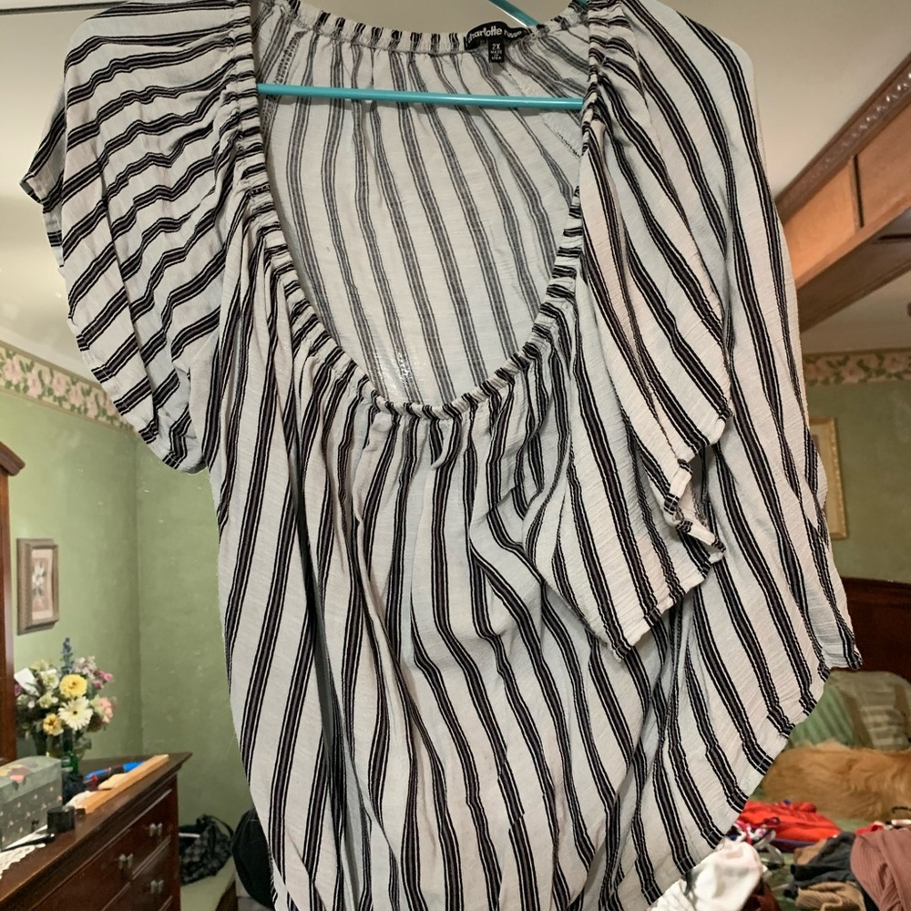 Off the shoulder tie front top